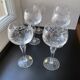 6 engraved crystal stemmed glasses