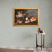Antique Painting Still Life With Flowers And Fruit From The 18th Century