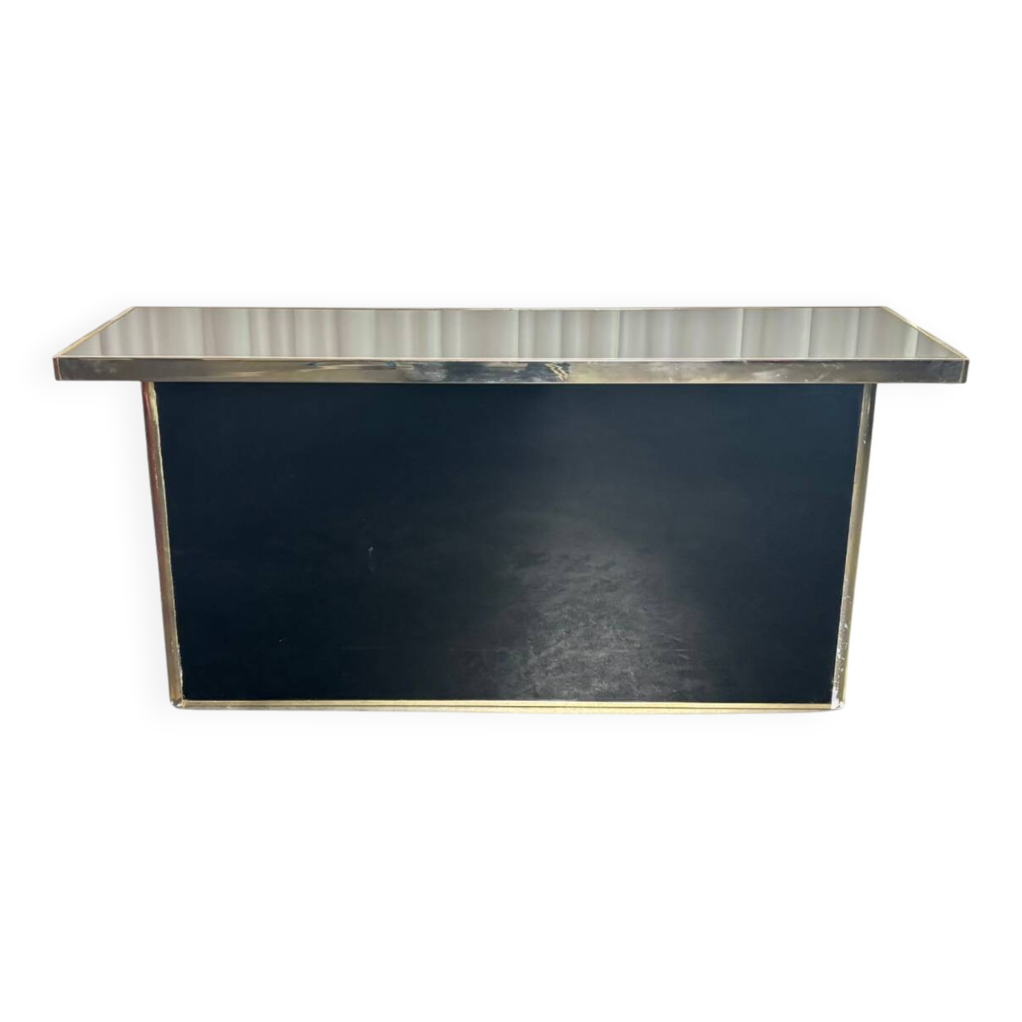 Console en laiton et miroir noir