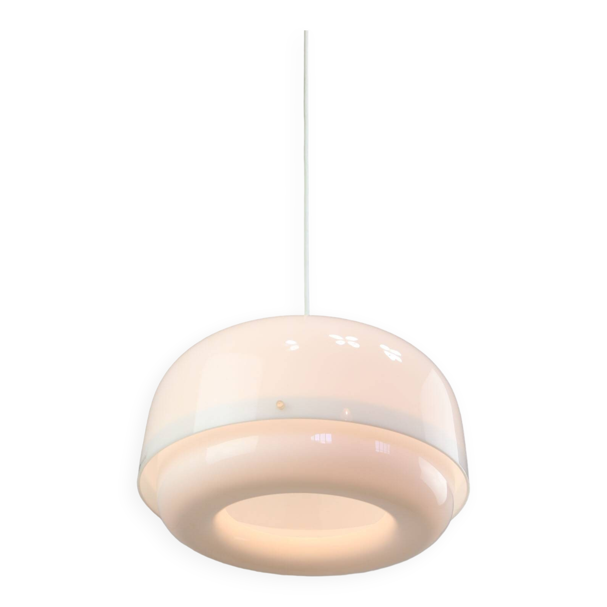 Italian White Medusa Pendant Brass Edition by Luigi Massoni for Guzzini, 1970s