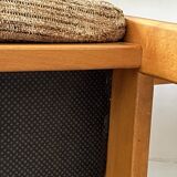 Set of 6 mid-century chairs in honey wood and tweed, 1970 design by dlg Regain.