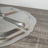 Plateau compartimenté vintage en acier inoxydable