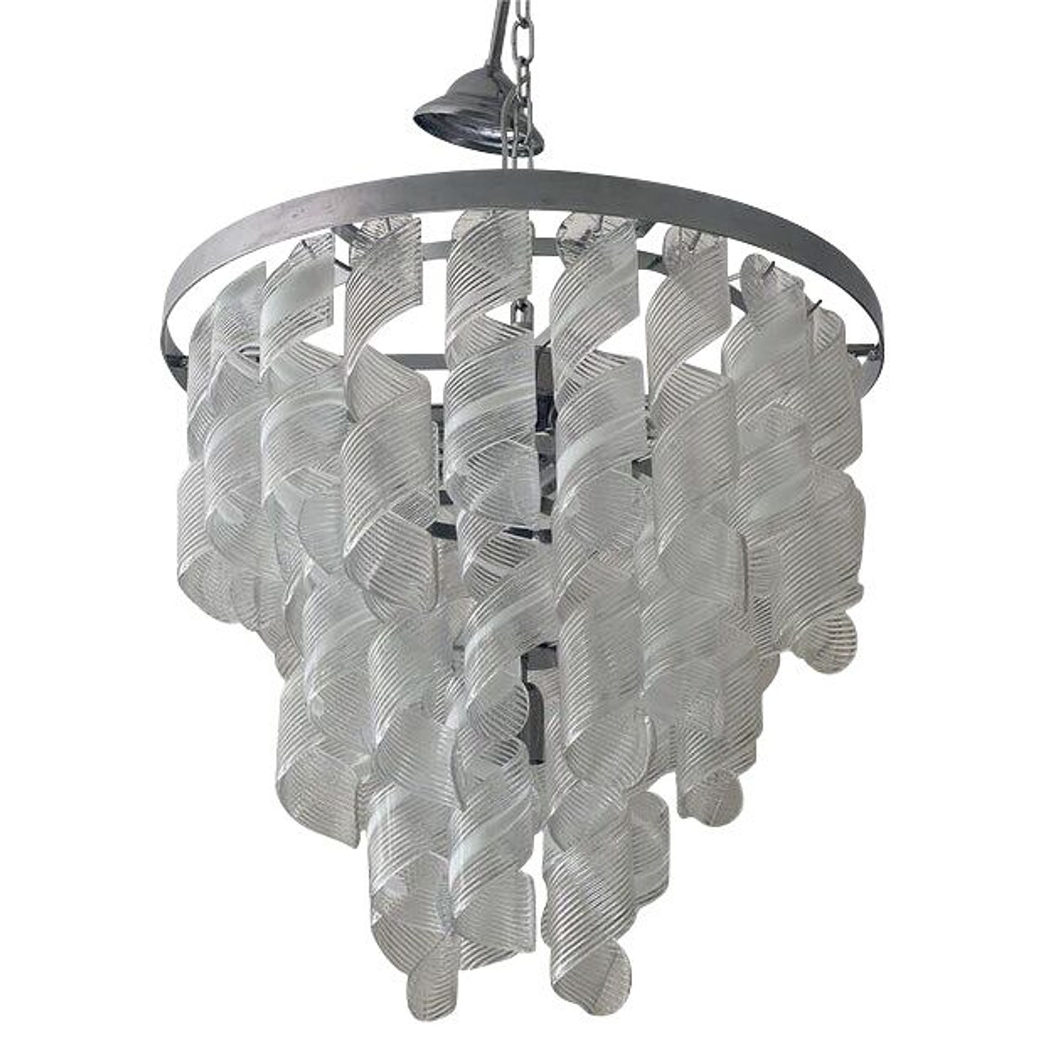 Lustre en verre de Murano transparent et blanc « Ricci »