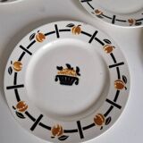 Plat et 6 assiettes à dessert art deco Badonviller