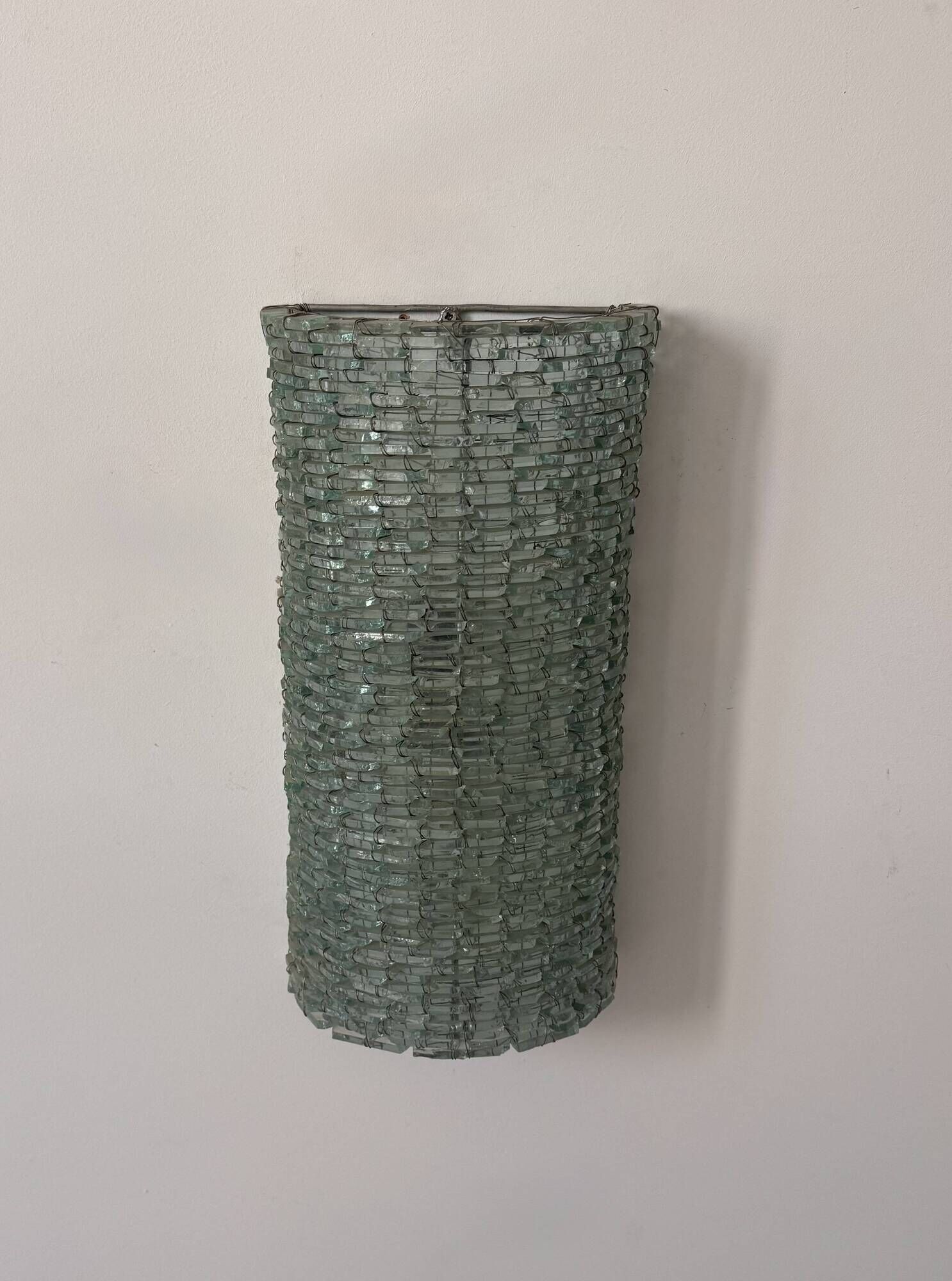 Vintage XL glass and metal wall light, France 1960
