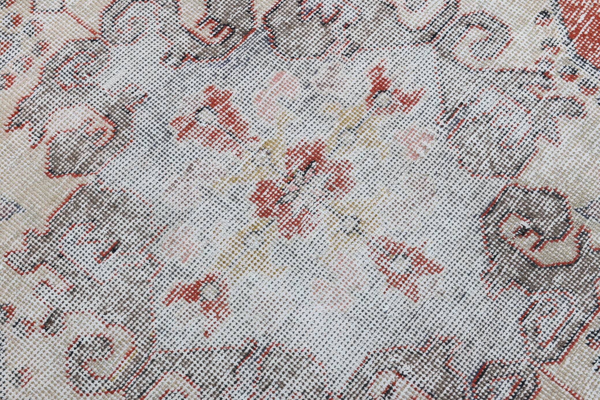 Red & Beige Handmade Turkish Vintage Rug, 126x213Cm