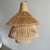 Rattan pendant lamp or light in the shape of an Asian lantern