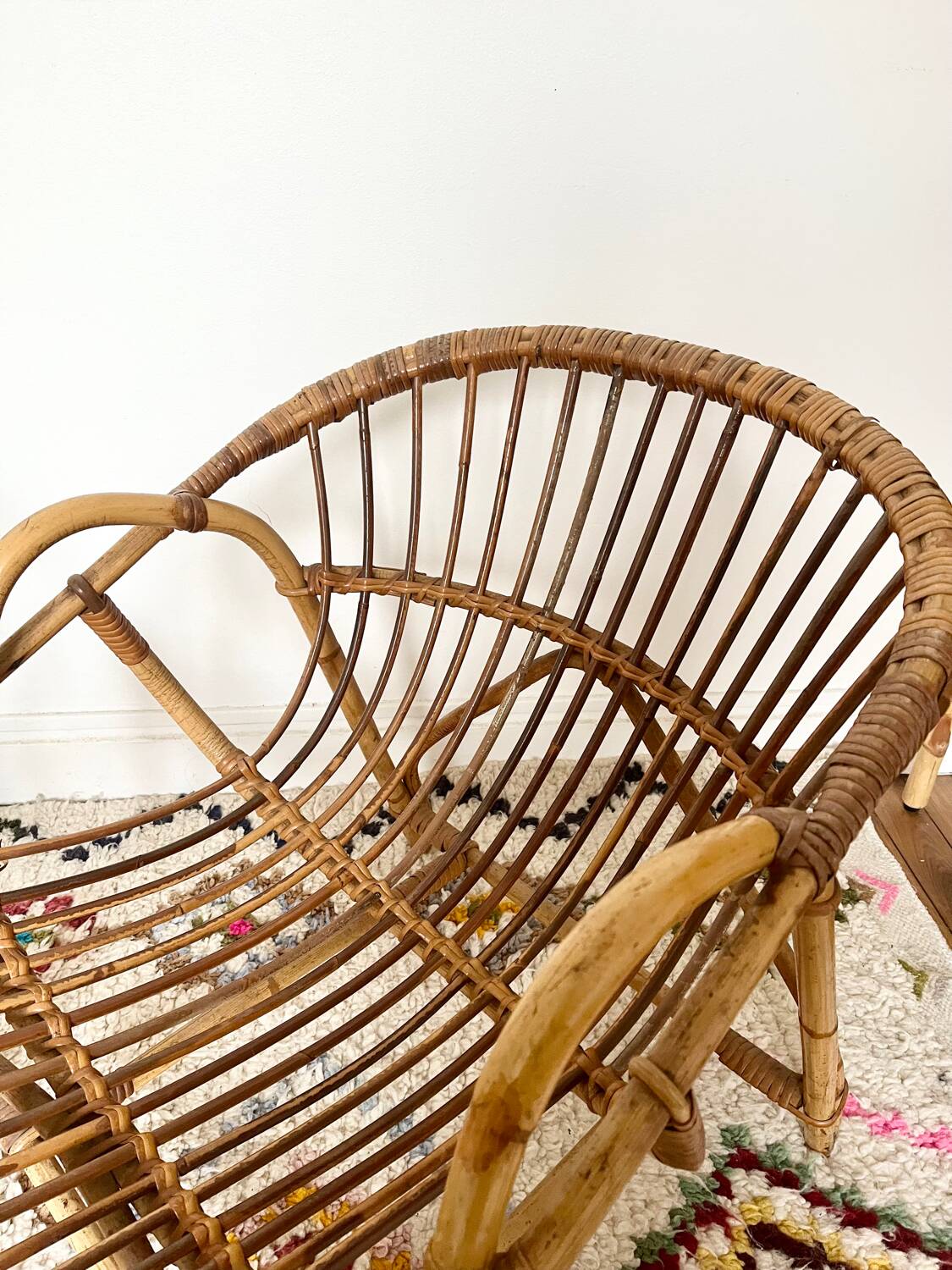 Pair of vintage rattan armchairs