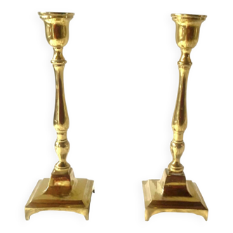 Pair of old brass candlesticks
