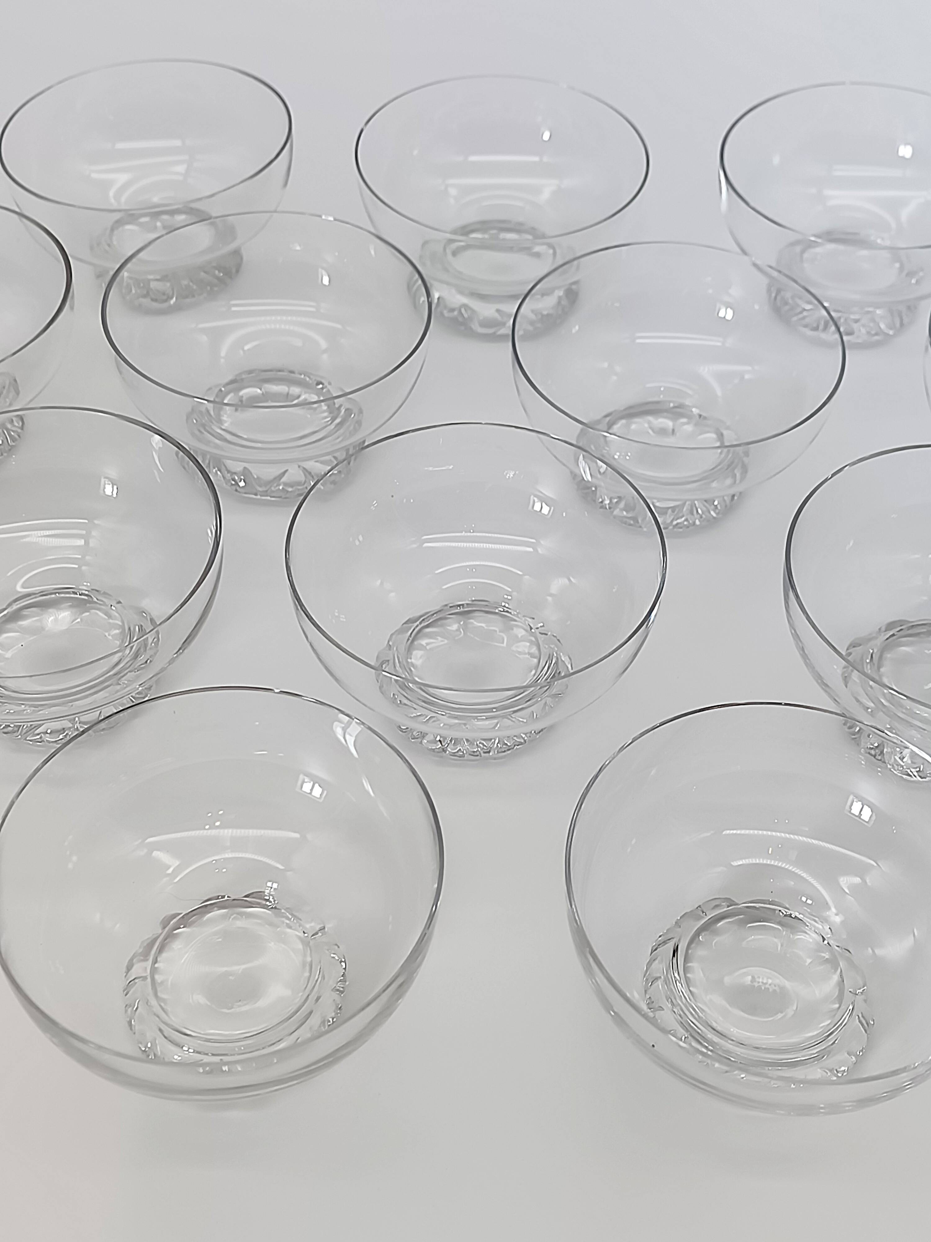 Set of 12 dessert / ice cream bowls in crystal - Daum Nancy France - Circa