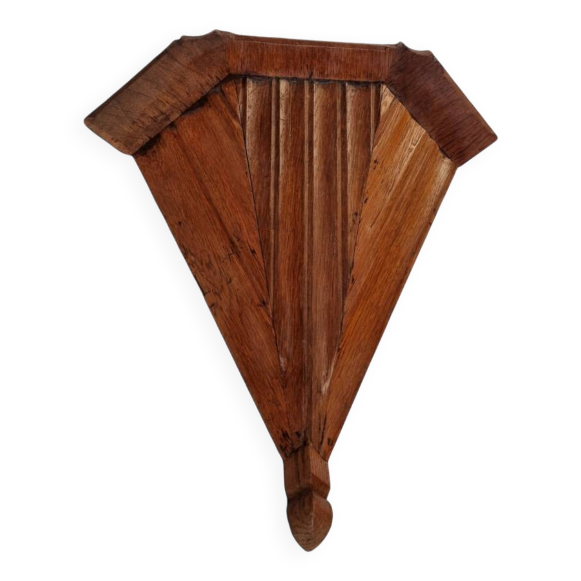 Antique Oak Corner Wall Console, late 1800s