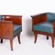Czech Art Deco Armchairs in Oak by F. and H. Gessner, 1920s, Set of 2