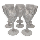 8 large Saint Louis crystal glasses, Moselle model. 1930s.