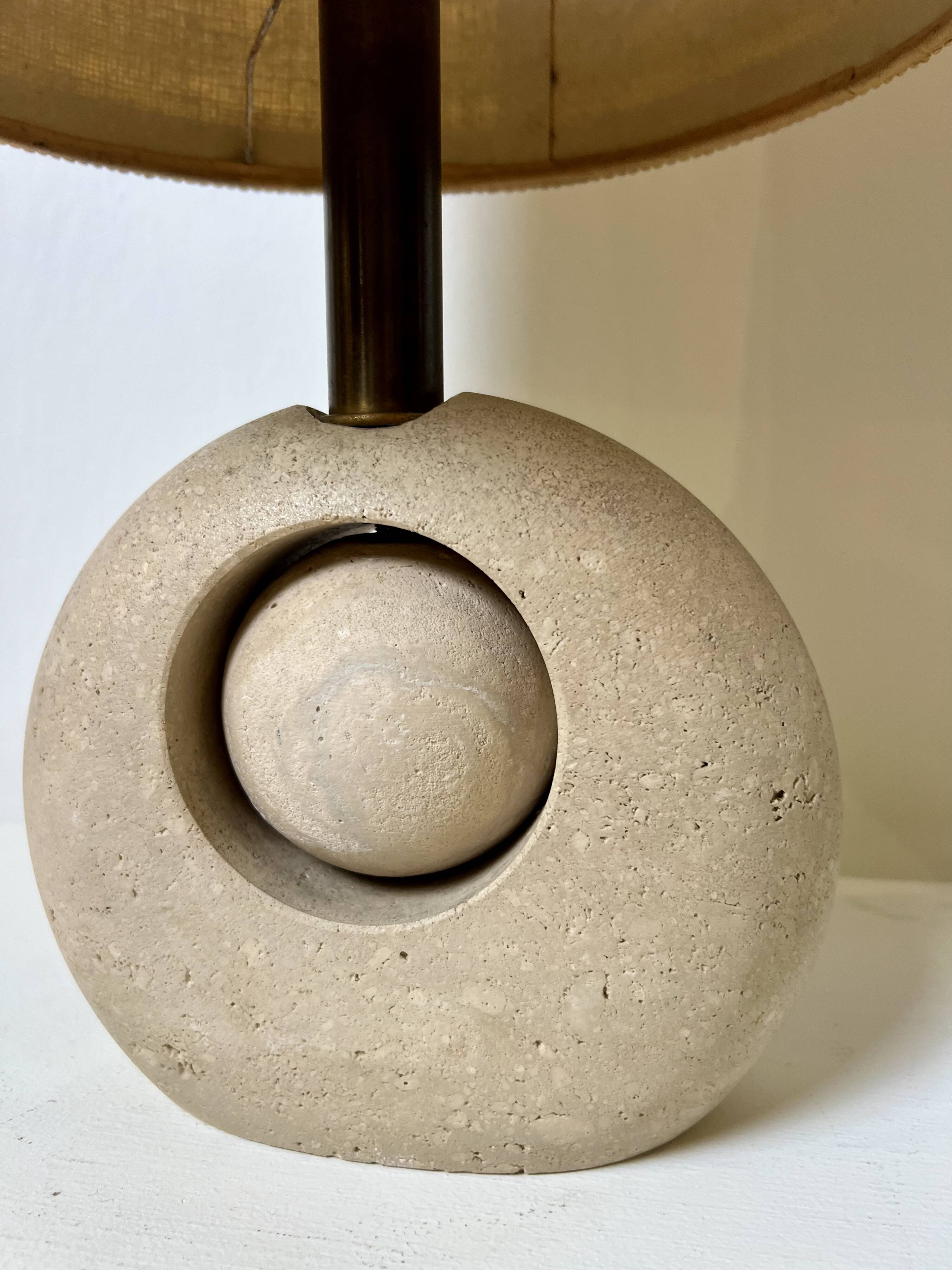 Mid-Century Travertin Table Lamp, Italy, 1960s