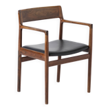 Armchair in rosewood and black leather, by J. Norgaard, Denmark, 1960s