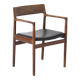 Fauteuil en palissandre et cuir noir, par J. Norgaard, Danemark, années 1960.