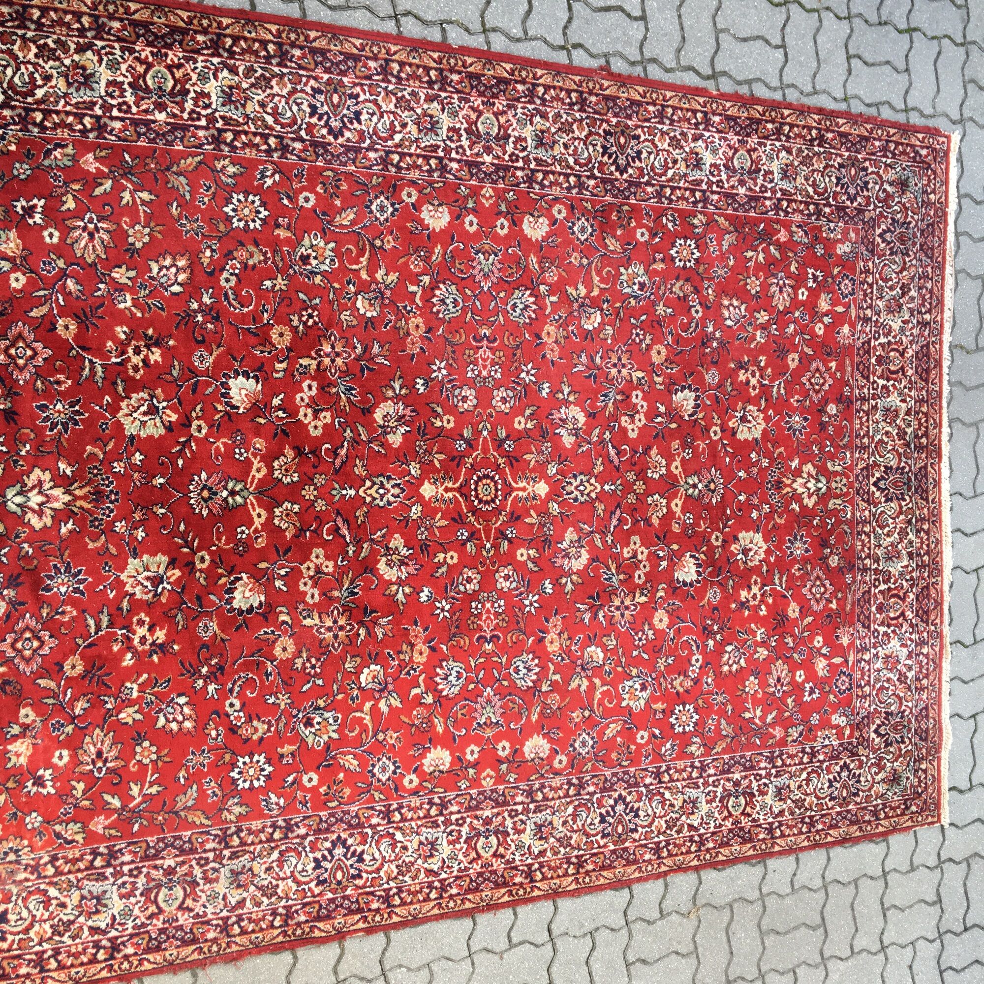 Rug carpet 70s mid century czechoslovakia red 206cm x 300cm