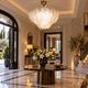 Amazing Large Size Murano Glass Clear and Orange Leaves Chandelier