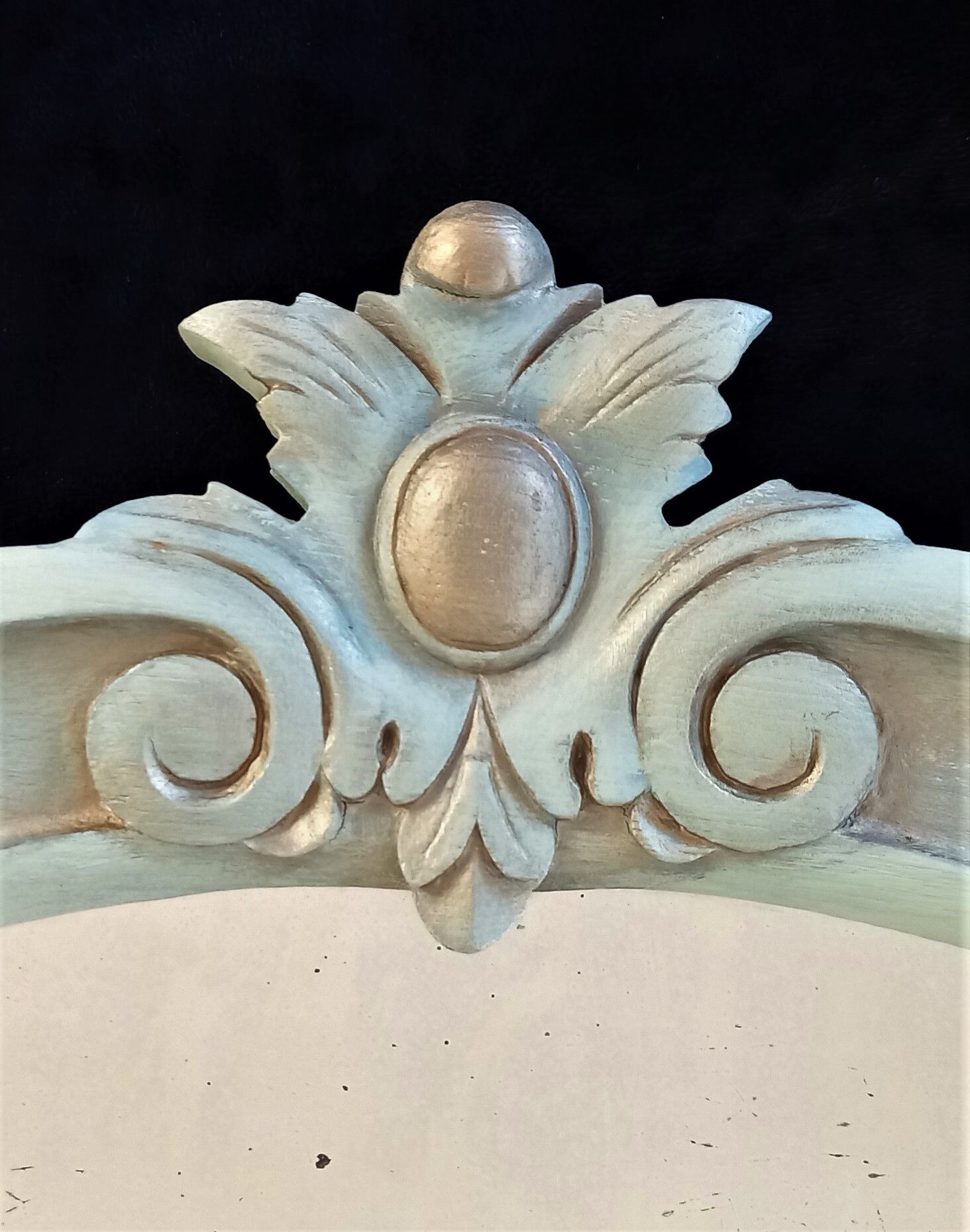 Old mirror carved baroque style in green linden & gold