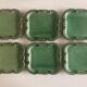 Set of 6 dessert plates in green varnished earth Vallauris 1950