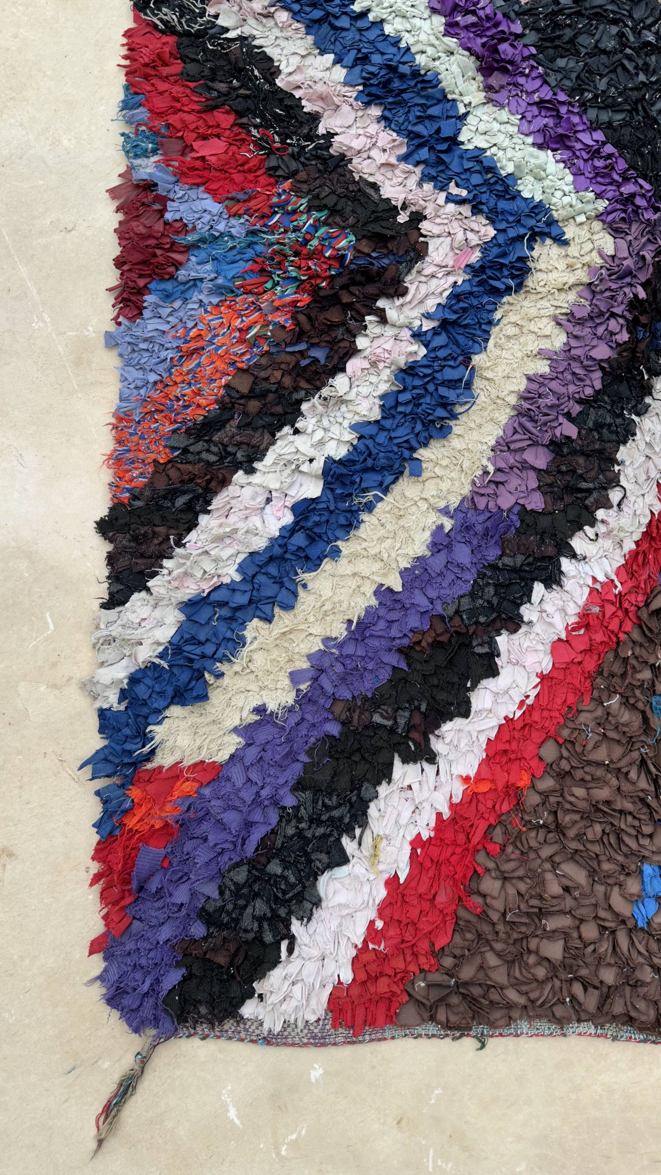 Colorful Boucherouite Moroccan rug - 107 x 244 cm