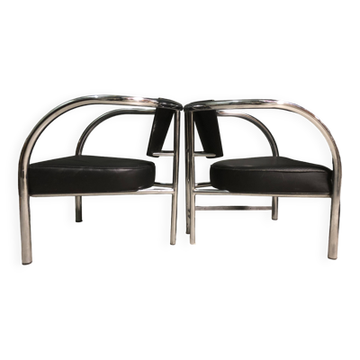 Une paire de petits fauteuils bas par Ronald Cecil Sportes pour Lumen Center, 1987