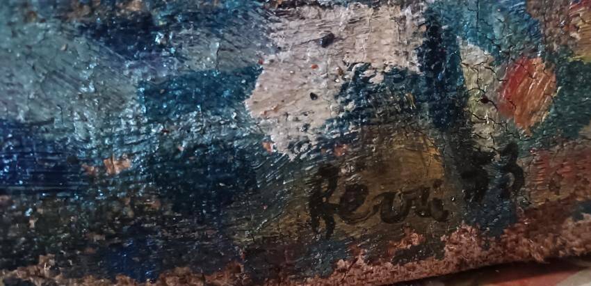 Oil on canvas by Ferruccio Ferri - 1953 - "Boats of Syracuse" expressionist period of Syracuse.