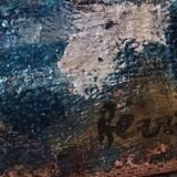 Oil on canvas by Ferruccio Ferri - 1953 - "Boats of Syracuse" expressionist period of Syracuse.