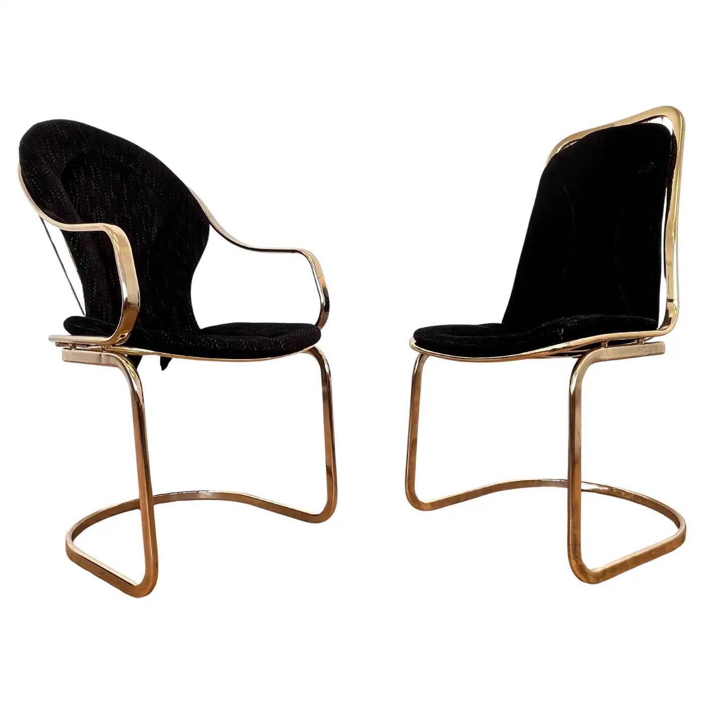 Paire de chaises en laiton de style mid-century, conçues par Gastone Rinaldi, Italie, années 1970