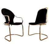 Paire de chaises en laiton de style mid-century, conçues par Gastone Rinaldi, Italie, années 1970