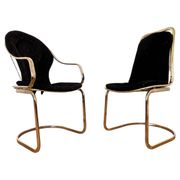Pair of mid-century brass chairs designed by Gastone Rinaldi, Italy, 1970s