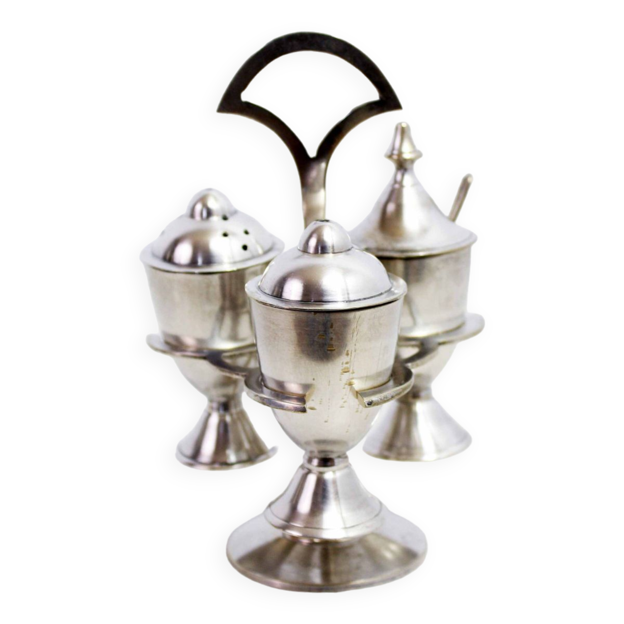Salt and pepper set in silver metal 1930