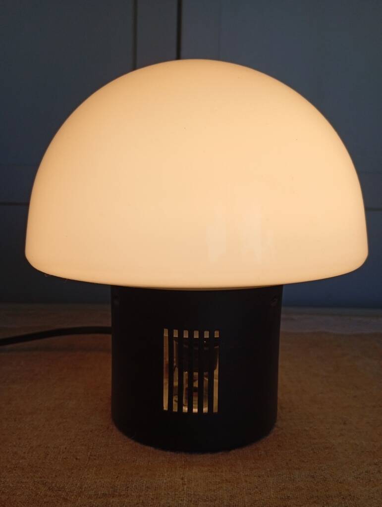 1960s glass and metal mushroom lamp