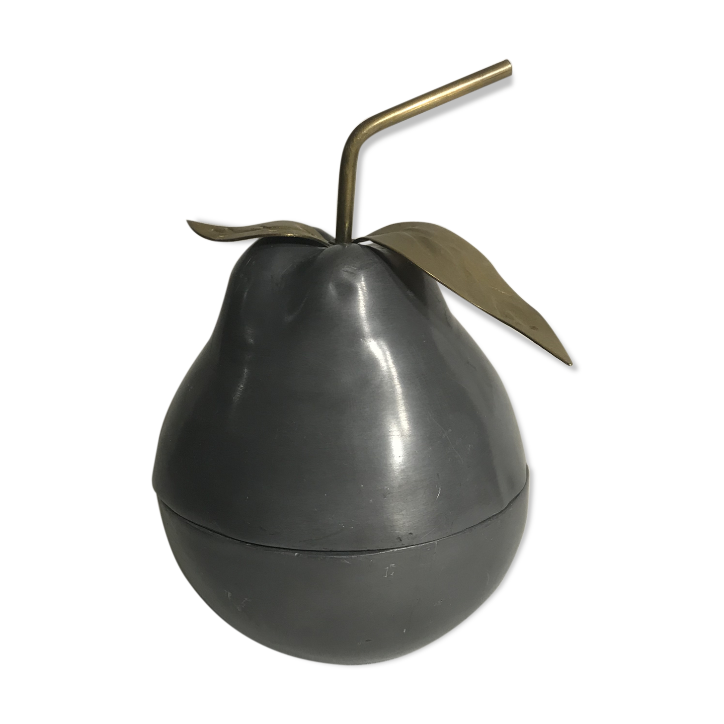 Bonbonniere box shape metal Tin and brass vintage PEAR