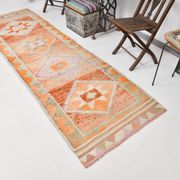 3x10 Orange & Beige Persian Vintage Runner Rug, 94x317Cm SK 22040