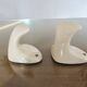Pair of salmon-colored art deco porcelain hooks from the 30s and 40s