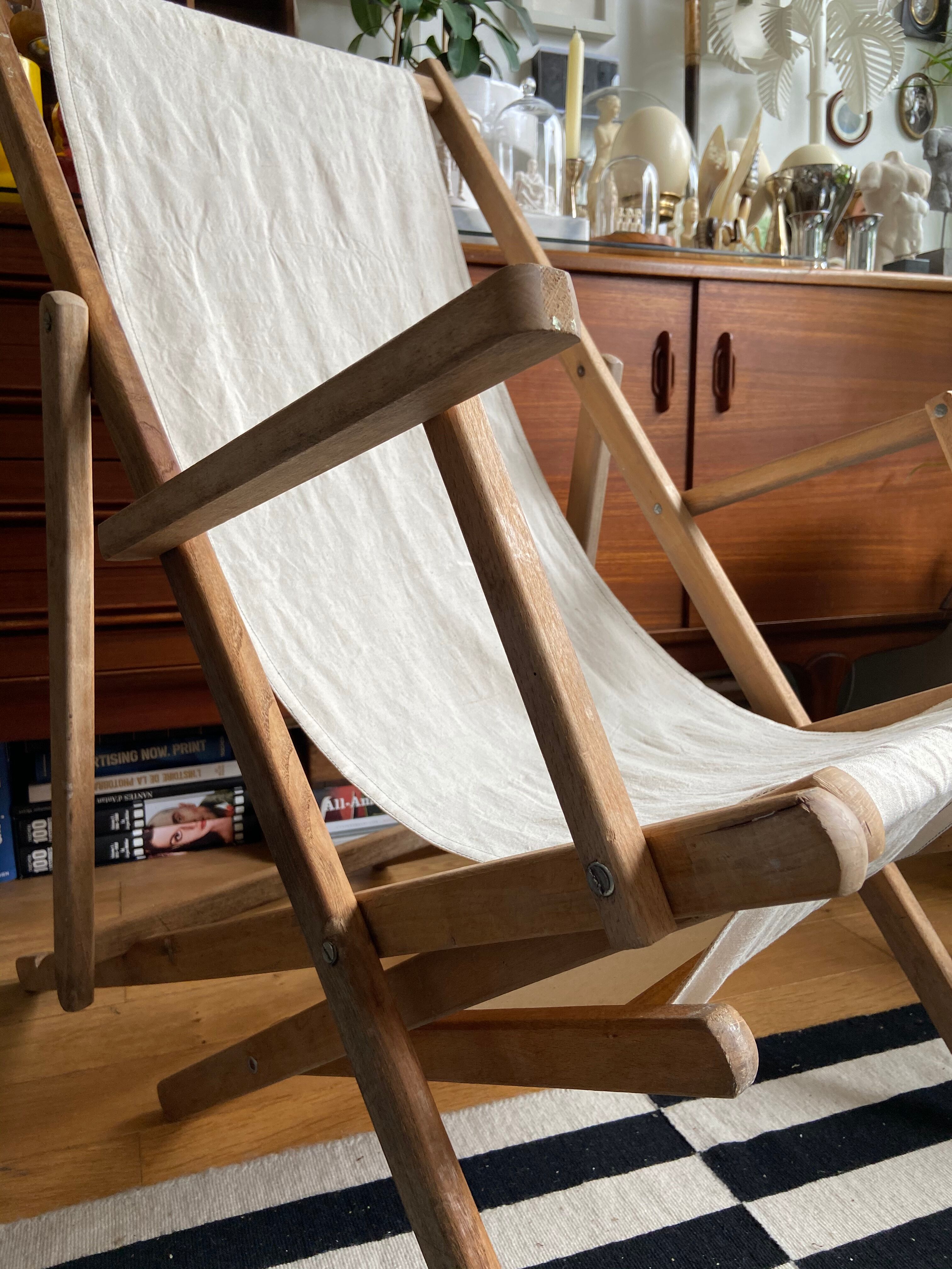 Transat de plage chilienne en bois et coton