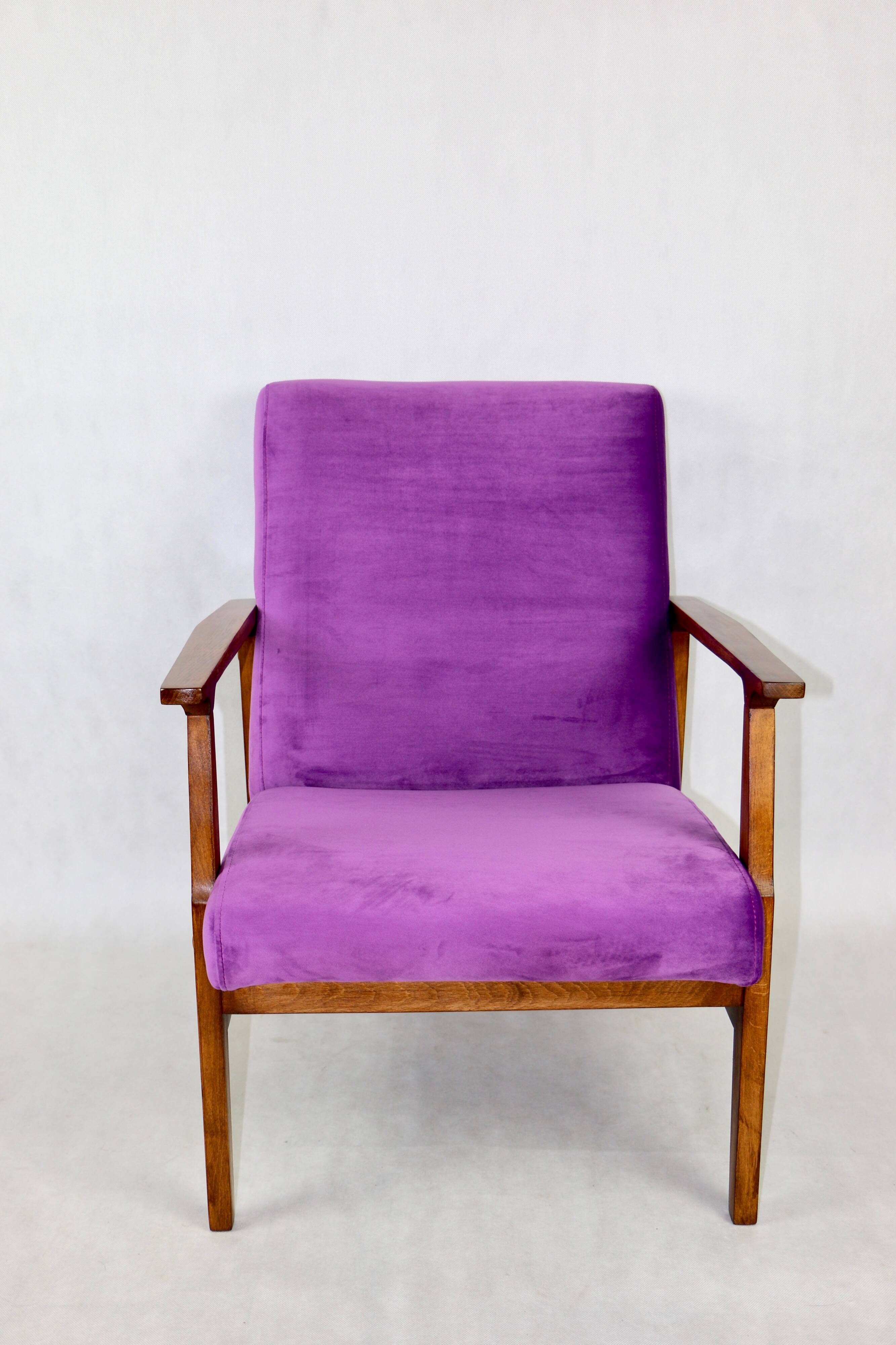 Vintage Violet Velvet Lounge Chair, 1970s