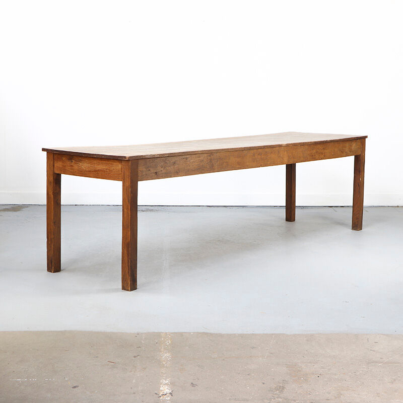 Long Antique Rustic Farmhouse Dining Table from Oak