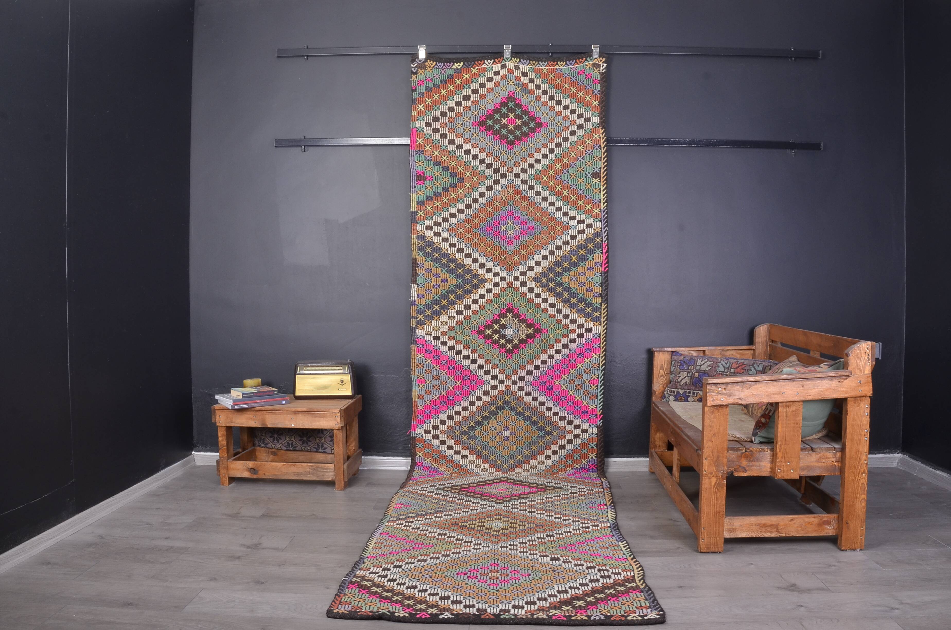 Oushak Vintage Hallway Runner Rug