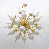 Large Sputnik Murano Glass and Brass Chandelier
