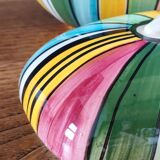 Vintage Ceramic Bonbonnière with Colourful Stripes - Jewellery Box