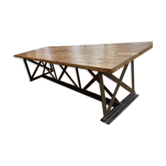 Table acier et bois, Bernard Mouiren