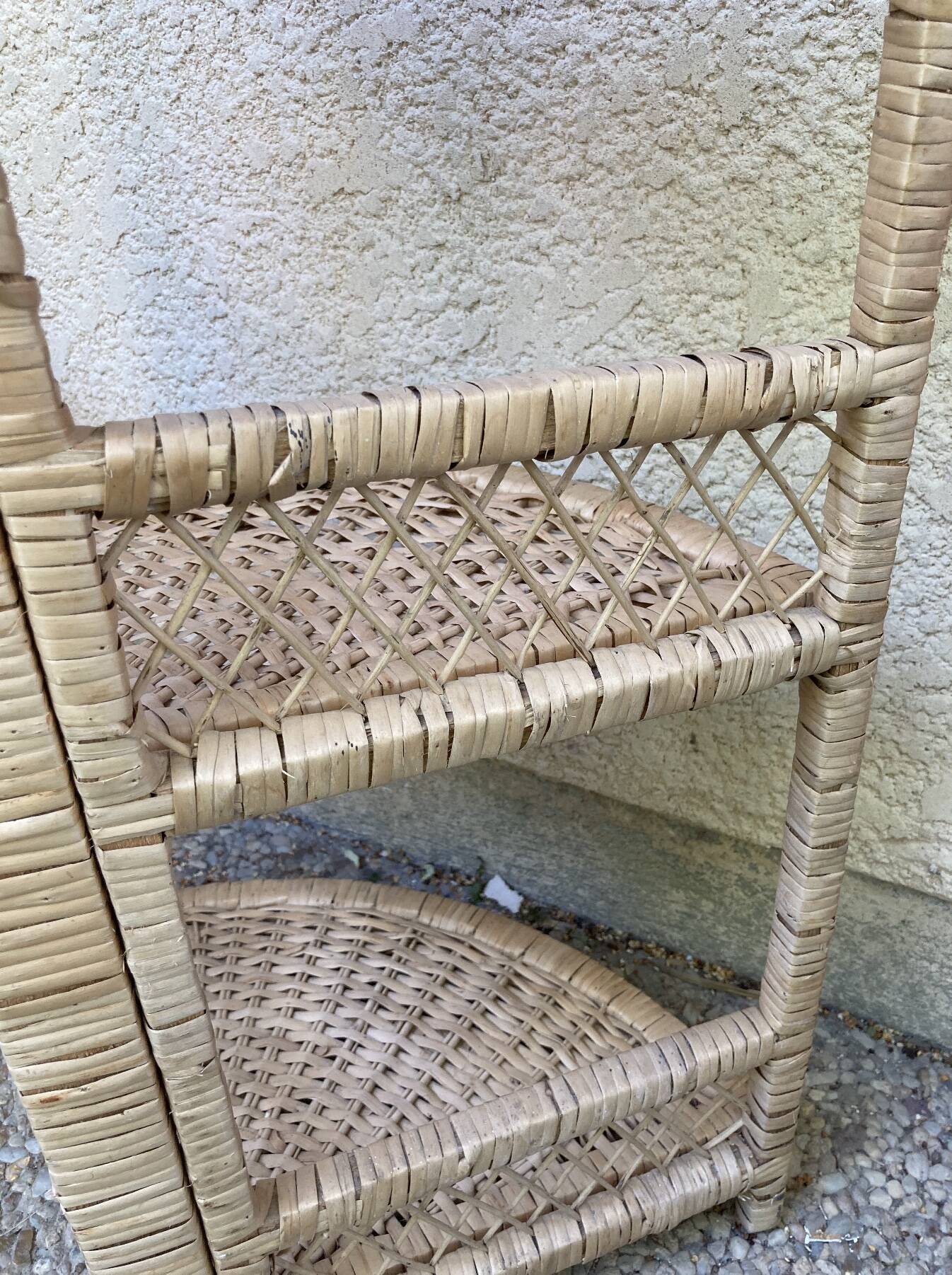 Vintage rattan corner shelf