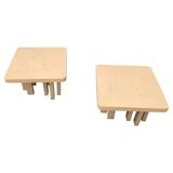 Set of 2 cream resin side tables by Jean Claude Dresse, Belgium, 1970s
