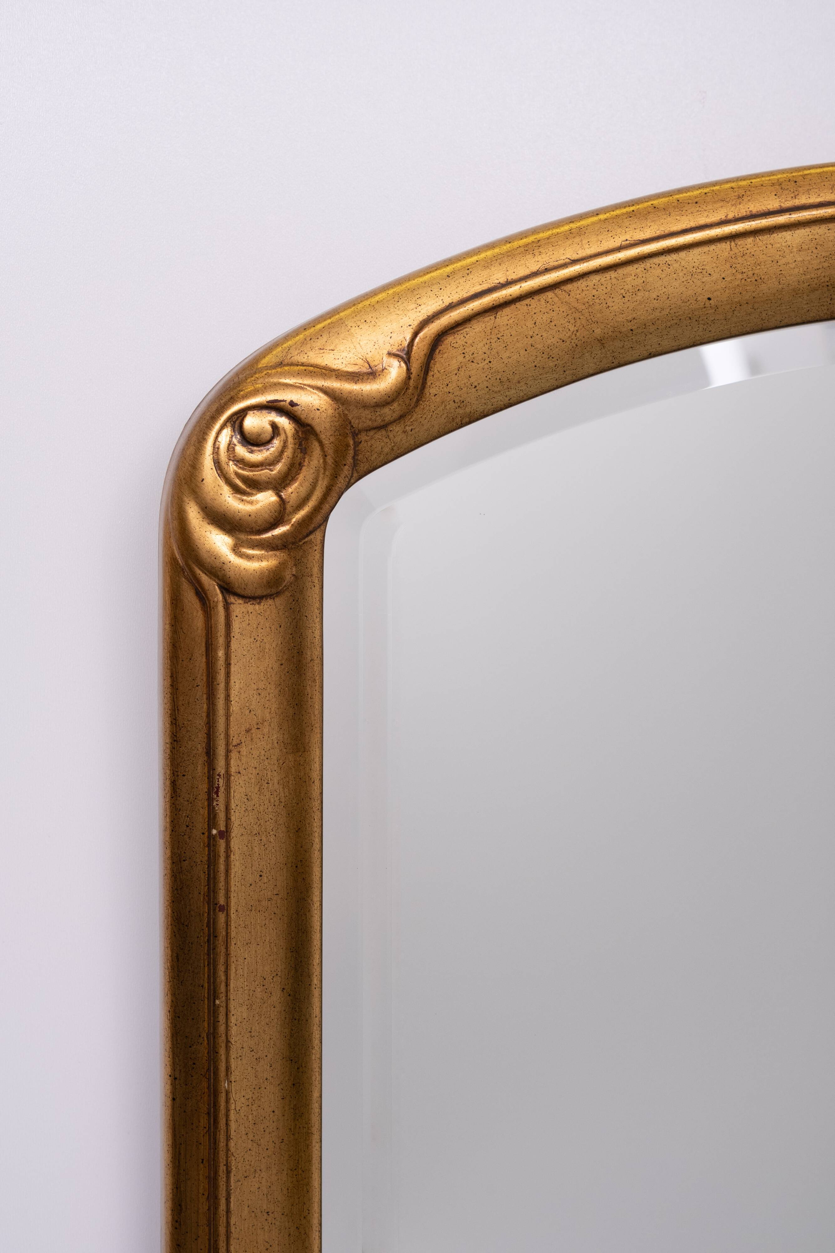 Deknudt Art Deco style Gold Wall Mirror Belgium 1970s