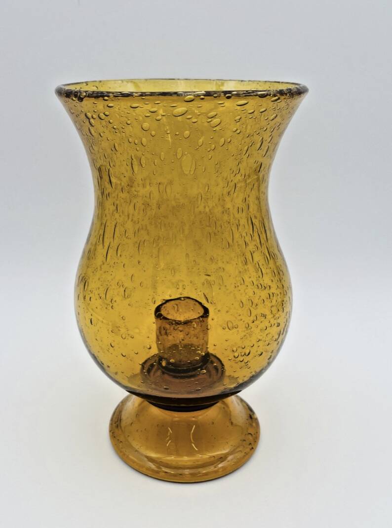 Biot orange bubble glass candle holder