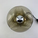Smoked Glass & Gold Chromed table lamp futura by Peill and Putzler 1970