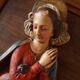 Painting, low relief in polychrome plaster, virgin mary, child jesus on wooden frame