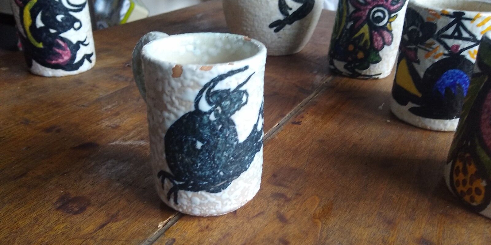 Pitcher and 5 ceramic cups from Toledo 1950/60